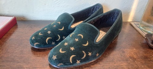 Berks green velvet slippers - velvet,