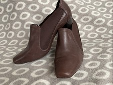 FOOTGLOVE DARK BROWN LEATHER TROUSER SHOES - SIZE 39 (5.5) WIDER FIT HARDLY WORN