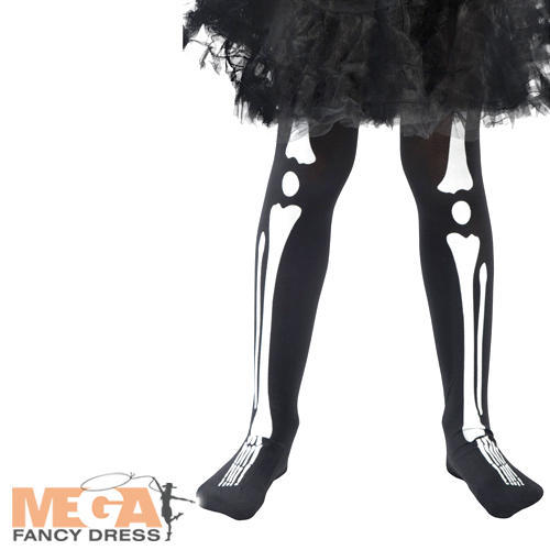Skeleton tights girls fancy - tights,
