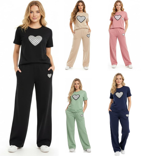 Women heart print 2pc set - women’s,
