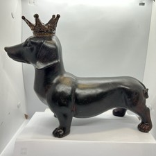 Dachshund Large Dog Statue – Sausage Dog Ornament With Crown