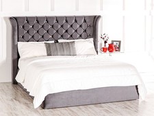 Esupasaver Beautiful Sienna Gas Lift Ottoman Storage Wing Bed Frame Soft Velvet