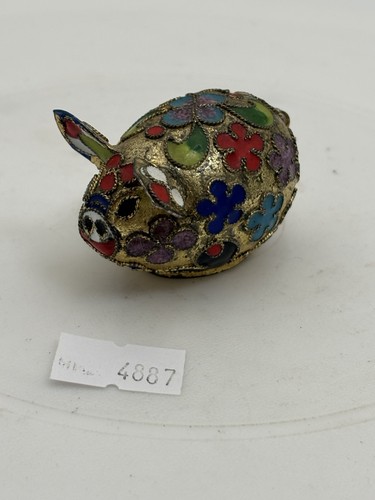 Good coloured cloisonné pig - coloured,