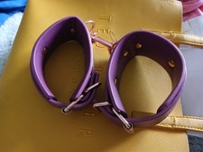 ann summers purple leather hand cuffs new kinky sexy role play  bdsm
