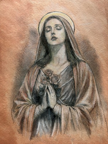 Antique virgin mary religious - virgin,