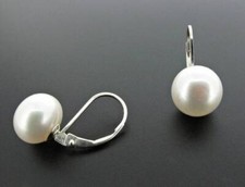 Silver leverback earrings with