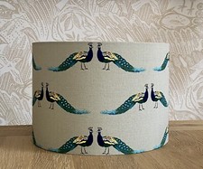 HANDMADE  LAMPSHADE SOPHIE ALLPORT PEACOCK FABRIC BLUE GREEN STONE *SHADE ONLY*