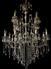 Huge Crystal Chandelier In Silver Color. Matching Wall Lamps Available