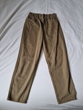Women's Olive Green Khaki Chino Trousers Size 12 H&M Cotton Wide Fit Smart Pants