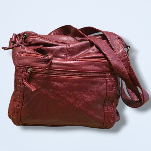 Pavers red faux leather - leather, zip