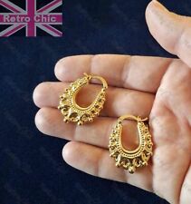 3cm Gold 18K GF 30mm Gypsy Creole Hoop Earrings Hoops Romany Filled Victorian