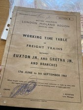Working Timetable of Freight Trains, Euston Jan - Gretna Jan.June-Sept 1963