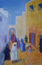 STREET SCENE, MOROCCO WATERCOLOUR ROBIN BEVERLEY c1990 BRITISH SCHOOL