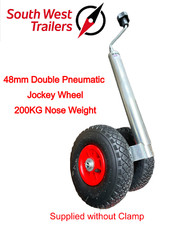 Heavy Duty Jockey Wheel 48mm Double Twin Pneumatic Caravan Trailer Boat 200kg