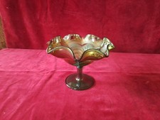 Green Carnival Glass Bon Bon Dish