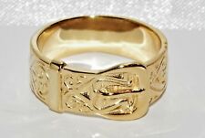 9ct Gold on Silver Mens Chunky Buckle Ring size O P Q R S T U V W X Y Z Z+1