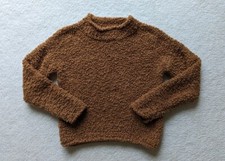 Pink Rose Knit Crop Sweater Womens Size Small Brown Mock Neck