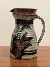 Vintage Unmarked Studio / Art Pottery jug, Rustic Brown Glazed Stoneware GC