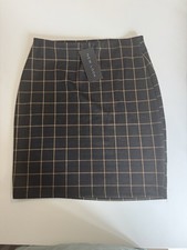 NEW LOOK mini Skirt-black With Tan Grid Check- S 8 /EU 36 New