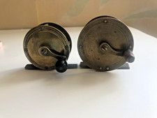 Antique Brass 2” Fishing Reel, Lovely Bronzed Aged Patina.