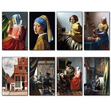 Vintage Johannes Vermeer paintings set of 8 Fridge Magnets  by  the Dutch Master