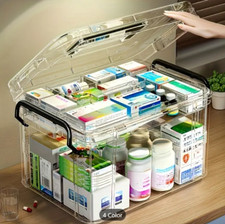 Clear Medicine Storage Box Portable Medication Storage Capacity UK