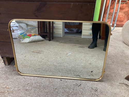 Gold metal frame mirror round - gold,