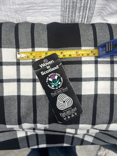 Pure wool tartan black white - wool, black/
