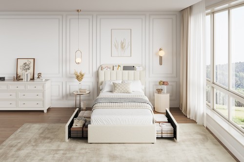 Twin bed frame - bed, storage