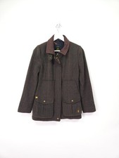 Joules Jacket Size 8 Brown Check Wool Blend Field Coat Hunting Country Outdoor