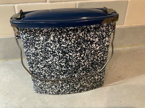 Vintage french enamel - blue, and