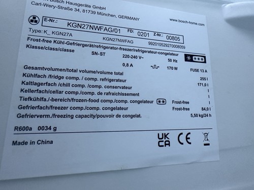 Bosch kgn27nwfag frost - no,