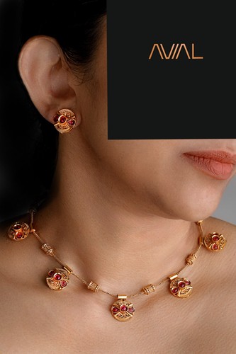Antique gold tone red - antique, stone