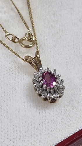 9ct yellow gold pink saphire - gold,