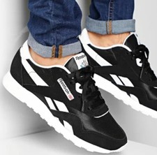 Men's Reebok Classic Leather Nylon Trainers Black RRP £75