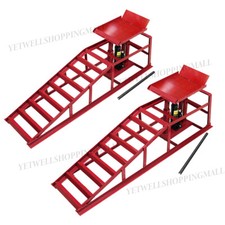 Hydraulic Car Ramps 2x Heavy Duty 2 Ton 4400lbs Garage Van Bottle Lift Jack Ramp