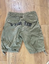 G Star Raw Denim 3301 Khaki Green Men’s Shorts Size 34