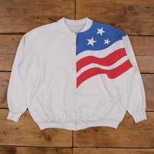 Vintage Windbreaker Jacket XL 80s American Flag Talon Zip USA Made Striped