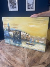 Large Signed Landscape of Venetian Scene. Signed. Acrylic Oil on Canvas. Ex.Cond