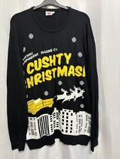 @421 Only Fools&Horses Sz XXXL 53-56”Chest Black Knit Festive Cushty Xmas Jumper