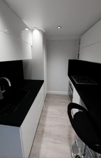 Unused Wren Infinity Plus Handless Kitchen Units, Black White with Breakfast Bar