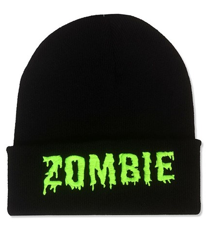 Zombie horror beanie hat - horror, black