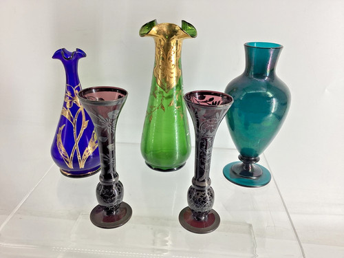 Art nouveau glass vases - art,