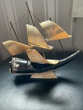 Vintage Cow Horn Sailing Ship