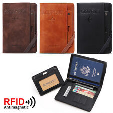 Travel Passport Cover PU Leather RFID Wallet - Multi-Function - Men's Portabl
