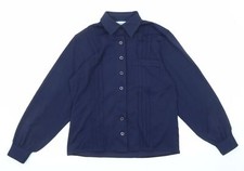 Feminella Womens Blue Polyester Blend Button-Up Size 10ed