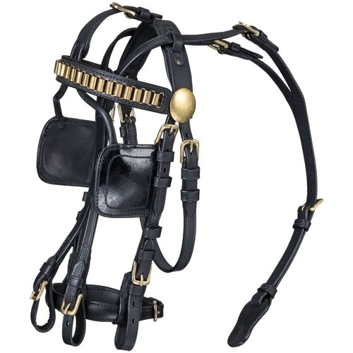Leather harness bridle - leather, black