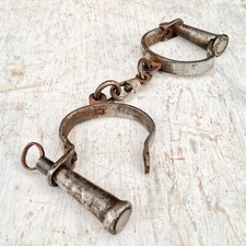 Vintage Handcuffs With KeyHeavy Duty Iron Prison Jail Police