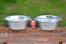 Galvanised round metal tin - 2x,