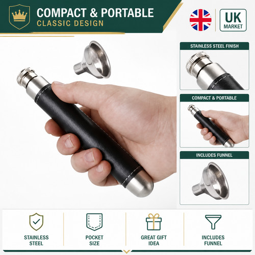 Mini 5oz stainless steel hip - stainless,